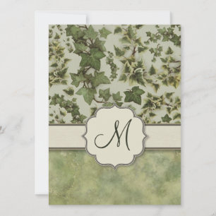 Florentine Watercolor Ivy with Monogram Invitation