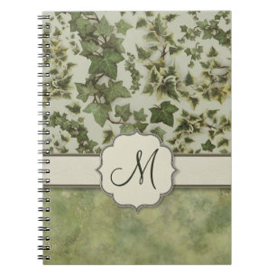 Florentine Watercolor Ivy with Monogram Notebook