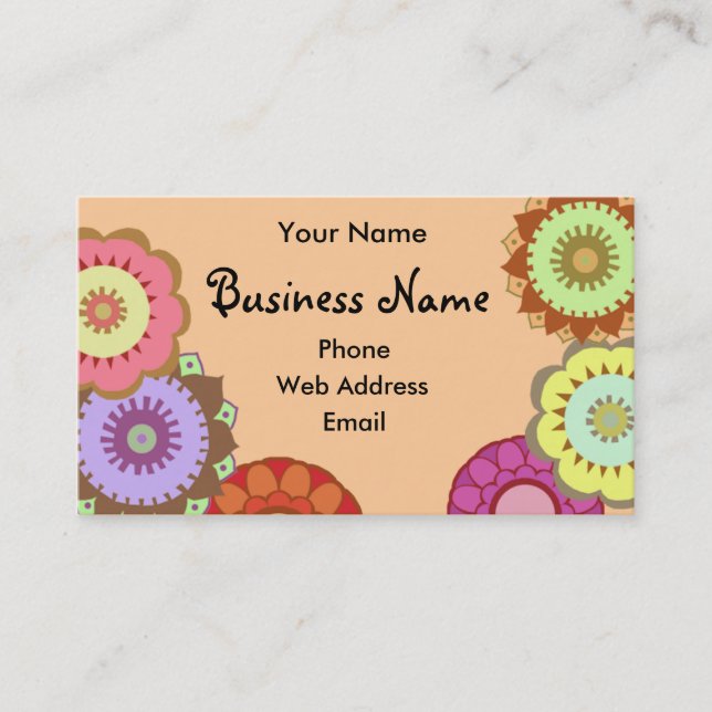 Flores de Fiesta in Orange - Business Cards (Front)