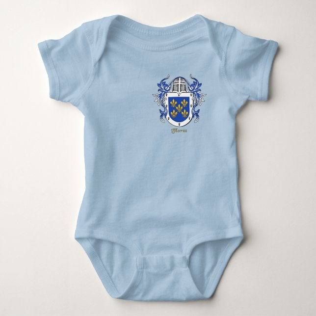 Flores Historical Shield with Helm and Mantle Baby Bodysuit (Front)