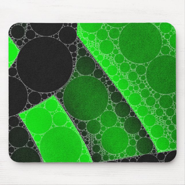 Florescent Green Black Circle Abstract Mouse Pad (Front)