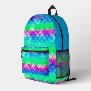 Florescent mermaid world printed backpack