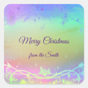 Florescent purple Christmas background Square Sticker