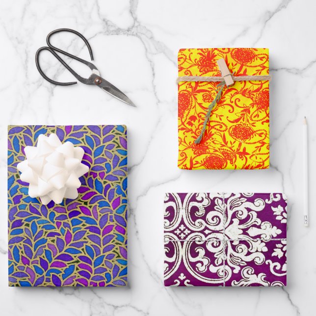 Floresta, Pearly and Woodbury Sampler Wrapping Paper Sheet (Front)