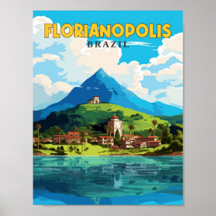 Florianopolis Brazil vintage travel illustration Poster