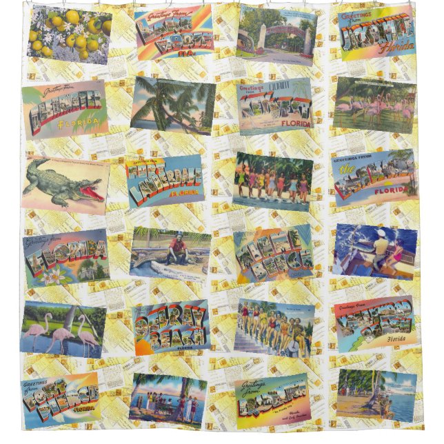 FLORIDA a Retro Shower Curtain (Front)
