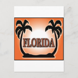 Florida Airbrushed Look Orange Sunset Palm Trees Postcard