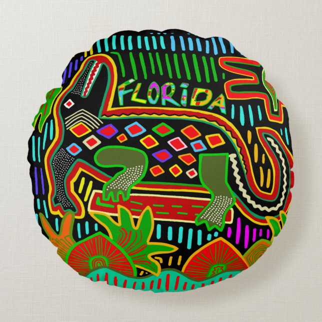 Florida Alligator - Hurrican Critters Round Cushion (Front)