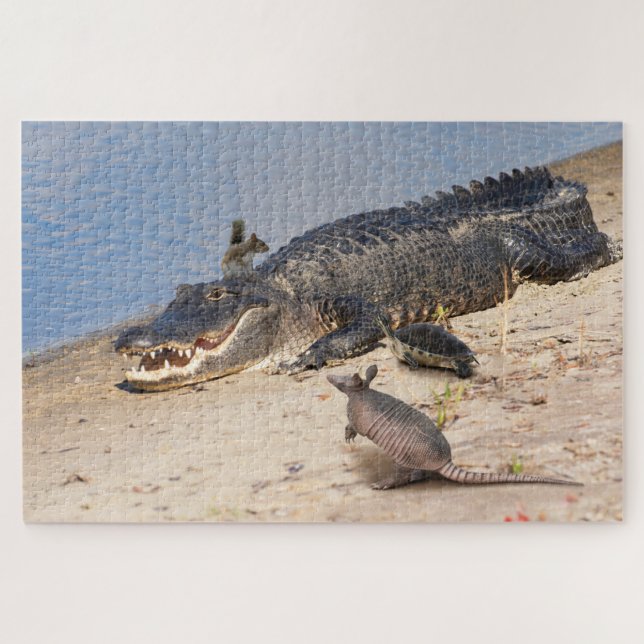 Florida Alligator with animals. Alligator Buffet Jigsaw Puzzle (Horizontal)