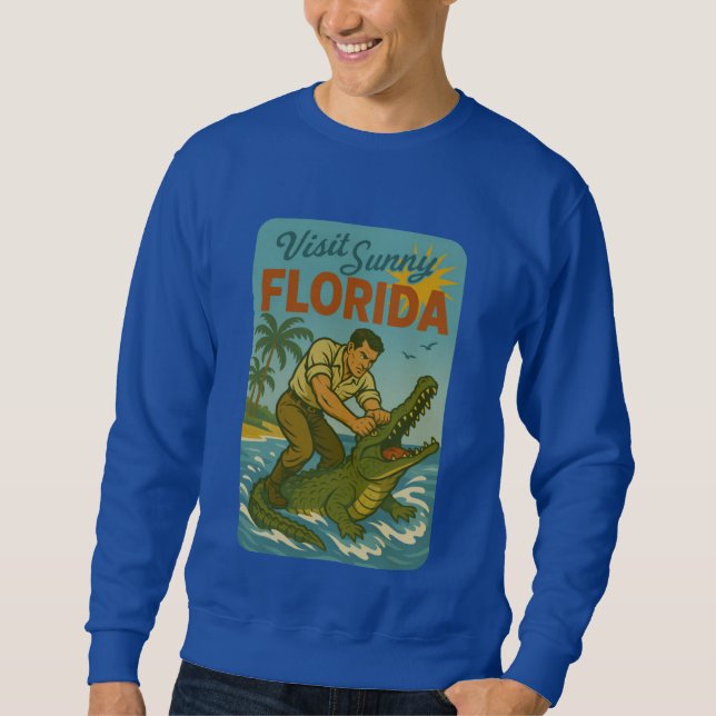 Florida Alligator Wrestling | Funny Retro Coastal Sweatshirt (Front)