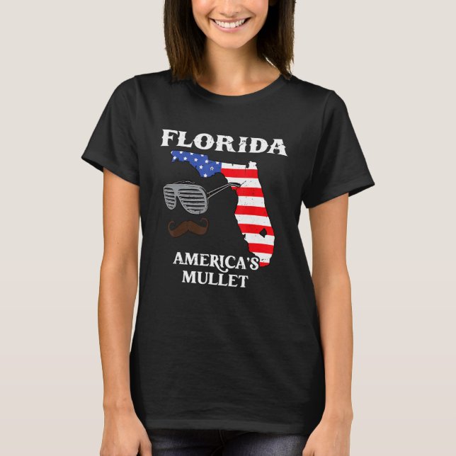 Florida America Mullet Flag 4th July Independence  T-Shirt (Front)