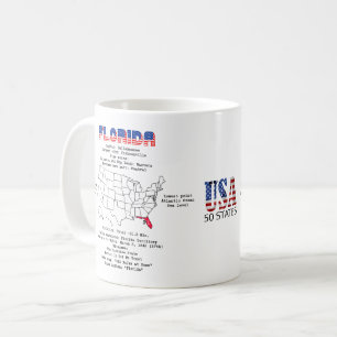 Florida American state on a map and useful info Coffee Mug