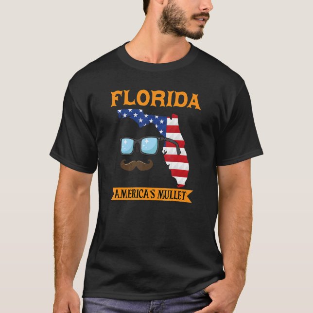 Florida America's Mullet  Patriotic American Flag T-Shirt (Front)