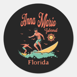 Florida Anna Maria Island Fl Surfer Surfing Fishin Classic Round Sticker