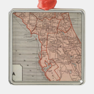 Florida Atlas Map Metal Tree Decoration