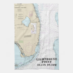 Florida Authentic Nautical Latitude Longitude Tea Towel