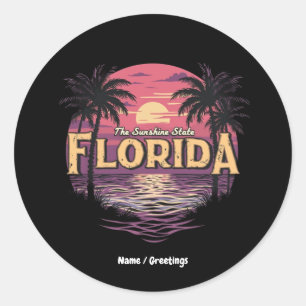 Florida Beach During Sunset Overlooking Ocean  Classic Round Sticker