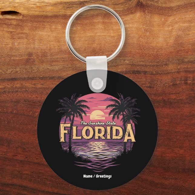 Florida Beach During Sunset Overlooking Ocean  Key Ring (Front)