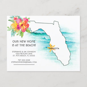 Florida Beach Home New Address Announcement Postcard