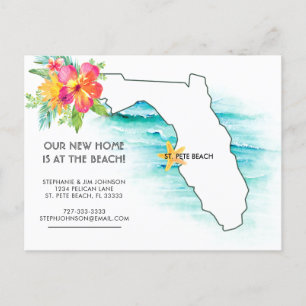 Florida Beach Home New Address Announcement Postcard