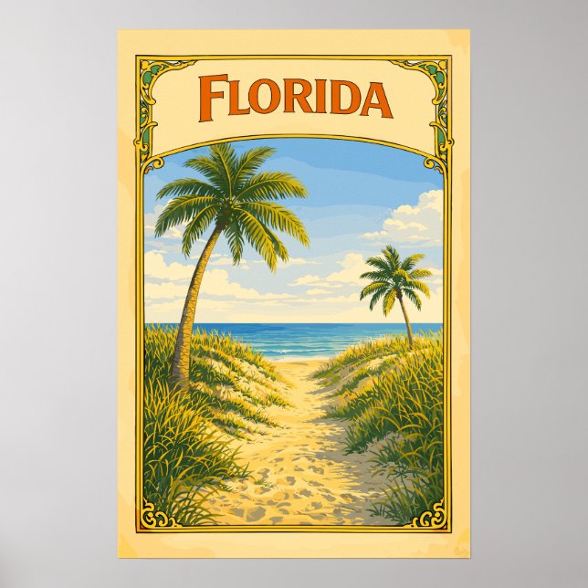 Florida Beach Path Vintage Poster (Front)
