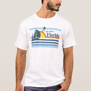 Florida - Beach Retro 70S 80S 90S Sailing Boat Sun T-Shirt