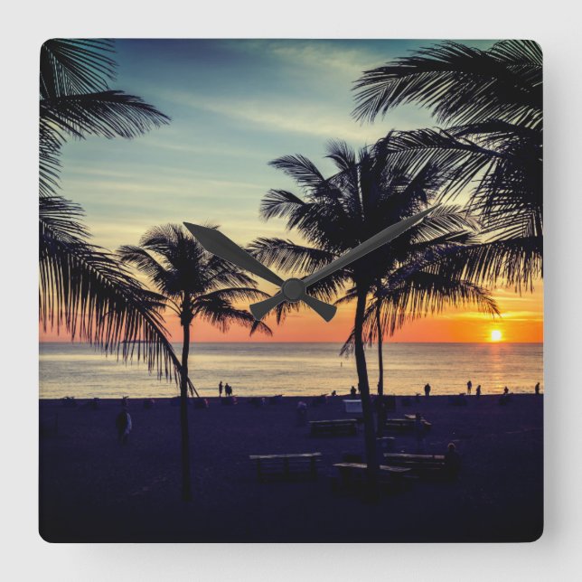 Florida beach square wall clock (Front)