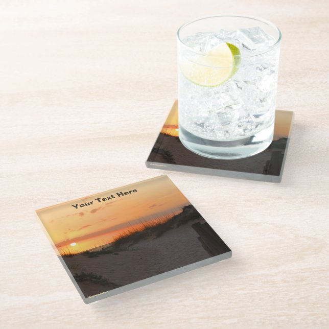 Florida Beach Sunset Glass Coaster (Angled)