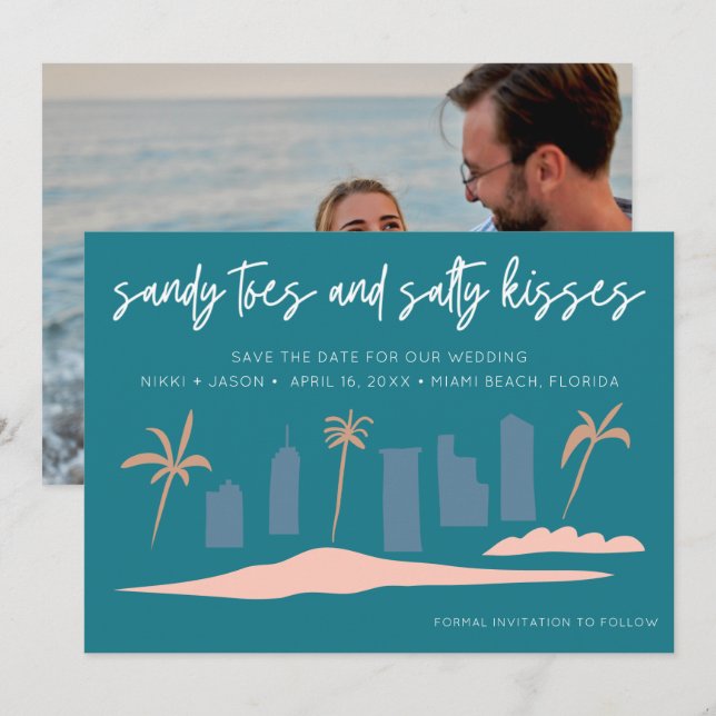 Florida Beach Wedding Photo Save the date (Front/Back)