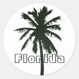 Florida, Black Palm Tree Classic Round Sticker