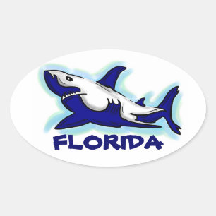 Florida blue shark theme oval stickers