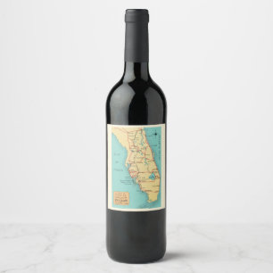 Florida - Boca Grande Map Wine Label