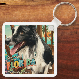Florida Border Collie Keychain