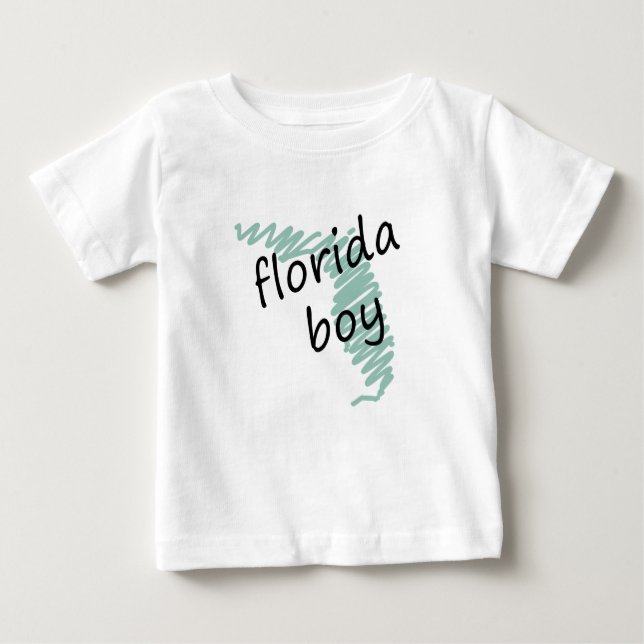 Florida Boy on Child's Florida Map Drawing Baby T-Shirt (Front)