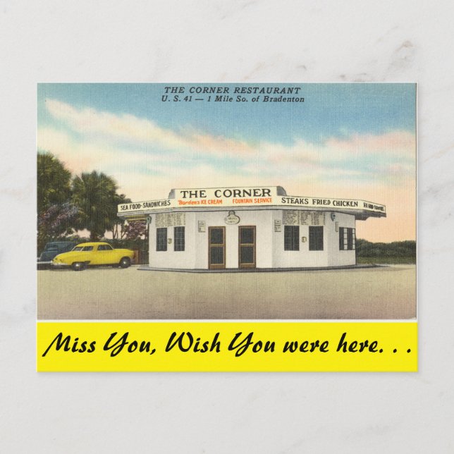 Florida, Bradenton, The Corner Restaurant Postcard (Front)