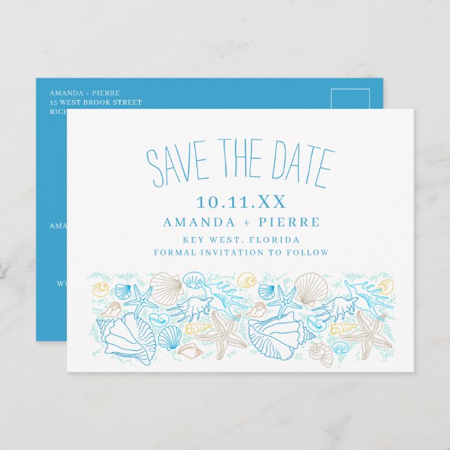 Florida Budget Beach Wedding Save the Date Announcement Postcard (Front/Back)