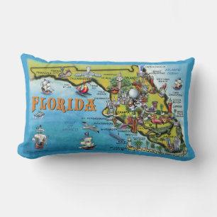 Florida Cartoon Map Lumbar Cushion