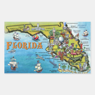 Florida Cartoon Map Rectangular Sticker