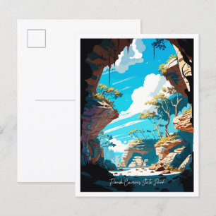 Florida Caverns Art Vintage Travel Illustration Postcard