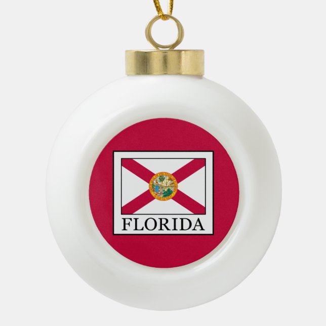 Florida Ceramic Ball Christmas Ornament (Front)