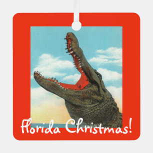 Florida Christmas Alligator Metal Tree Decoration