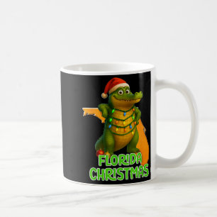 Florida Christmas Alligator Wearing Santa Hat Vaca Coffee Mug