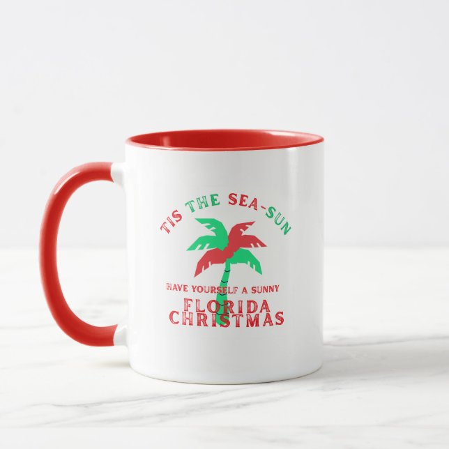 Florida Christmas Coffee Mug - Tis The Sea-Sun (Left)