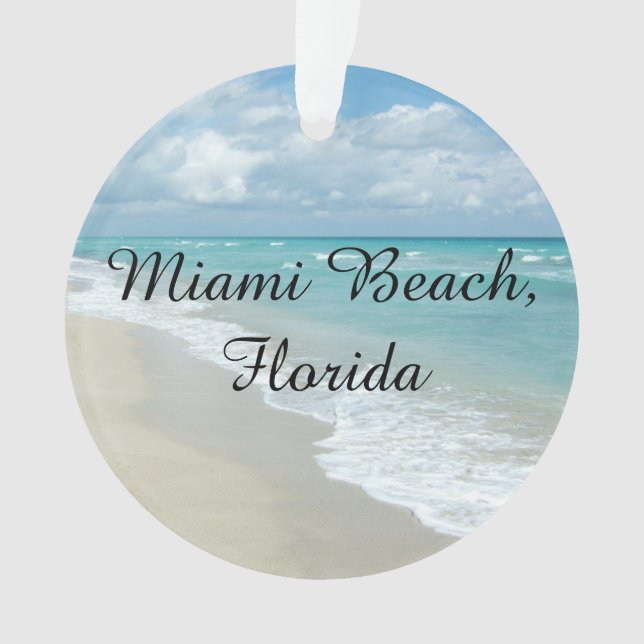 Florida Christmas Customisable Miami Beach Ocean Ornament (Front)