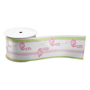 Florida Christmas Flamingo in Santa Hat Satin Ribbon