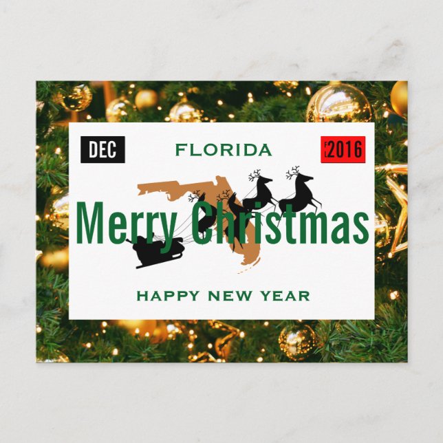 Florida Christmas Plate Personalise Holiday Postcard (Front)