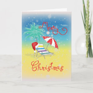 Florida Christmas Snow Flakes Santa Hat Holiday Card