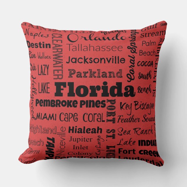 Florida cities typography pillow (Front)