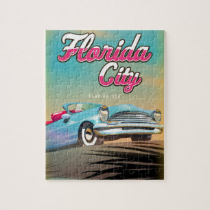 Florida City Vintage travel poster Jigsaw Puzzle