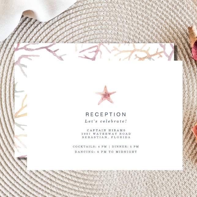 Florida Coastal Beach Watercolor Reception Wedding Enclosure Card (Creator Uploaded)